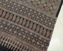 Load image into Gallery viewer, Ajrakh Modal Silk Black