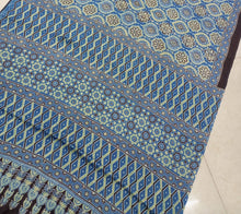Load image into Gallery viewer, Ajrakh Modal Silk Blue Green