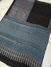 Load image into Gallery viewer, Ajrakh Modal Silk Blue & Black