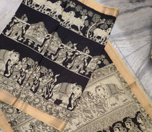 Load image into Gallery viewer, Bangalore Silk Pen Kalamkari - Off white & Black