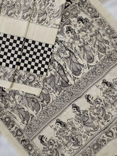 Load image into Gallery viewer, Chenoori Silk Pen Kalamkari - Off White and Black