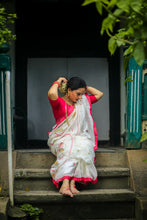 Load image into Gallery viewer, Handwoven Cotton Jamdani -  Lal Paar Sada
