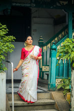 Load image into Gallery viewer, Handwoven Cotton Jamdani -  Lal Paar Sada
