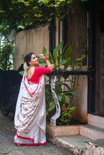 Load image into Gallery viewer, Handwoven Cotton Jamdani -  Lal Paar Sada
