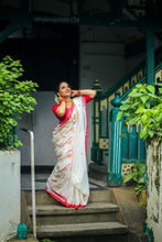 Load image into Gallery viewer, Handwoven Cotton Jamdani -  Lal Paar Sada
