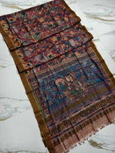 Load image into Gallery viewer, Tussar Silk Pen Kalamkari - Floral Sharada
