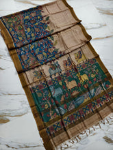 Load image into Gallery viewer, Tussar Silk Pen Kalamkari - Kamdhenu
