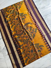Load image into Gallery viewer, Pure Silk Ikkat Pen Kalamkari - Mustard Punch
