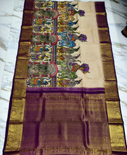 Load image into Gallery viewer, Kanchivaram Silk Pen Kalamkari - Indra Darbar
