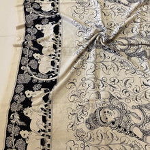 Load image into Gallery viewer, Chenoori Silk Pen Kalamkari - Off white &amp; Black
