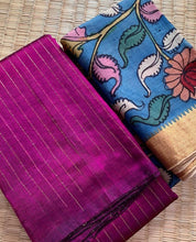 Load image into Gallery viewer, Silk Cotton Zari Lines - Magenta
