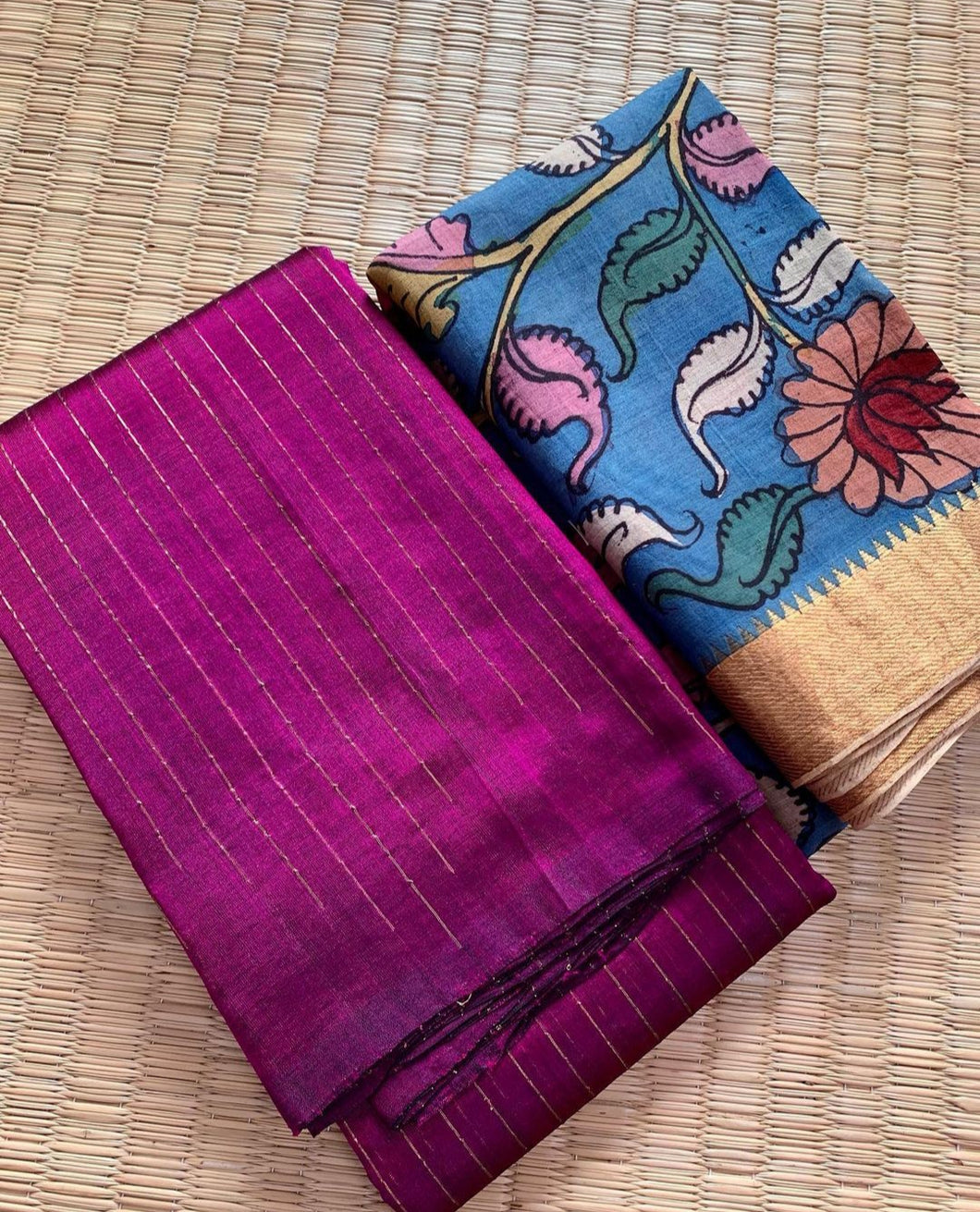 Silk Cotton Zari Lines - Magenta