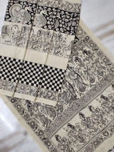 Load image into Gallery viewer, Chenoori Silk Pen Kalamkari - Off White and Black
