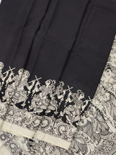 Load image into Gallery viewer, Chenoori Silk Pen Kalamkari - Off white &amp; Black
