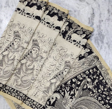 Load image into Gallery viewer, Bangalore Silk Pen Kalamkari - Off white &amp; Black
