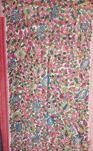 Load image into Gallery viewer, Tussar Silk Pen Kalamkari - Pink Tree of Life
