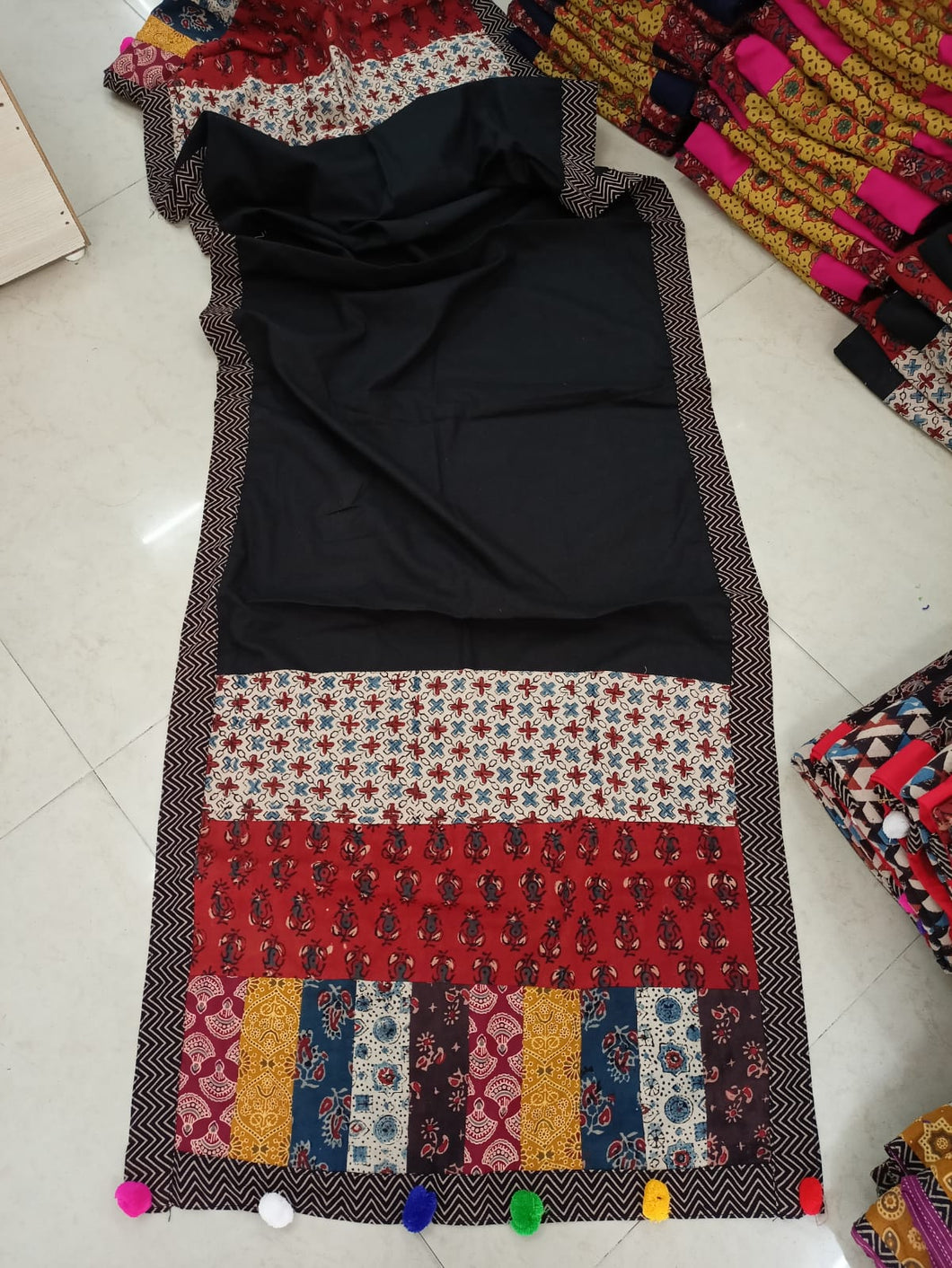 Ajrakh handblocked printed Patchwork Stoles