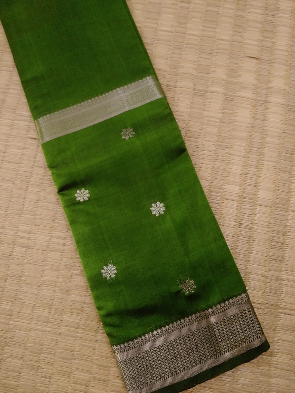 Triple Nijam Border Saree Green