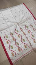 Load image into Gallery viewer, Handwoven Cotton Jamdani -  Lal Paar Sada
