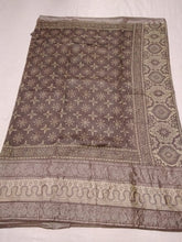 Load image into Gallery viewer, Kanchi Border Grey - Ajrakh Hand Block Printed Mangalgiri Pure Silk Cotton Saree
