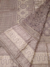 Load image into Gallery viewer, Kanchi Border Grey - Ajrakh Hand Block Printed Mangalgiri Pure Silk Cotton Saree
