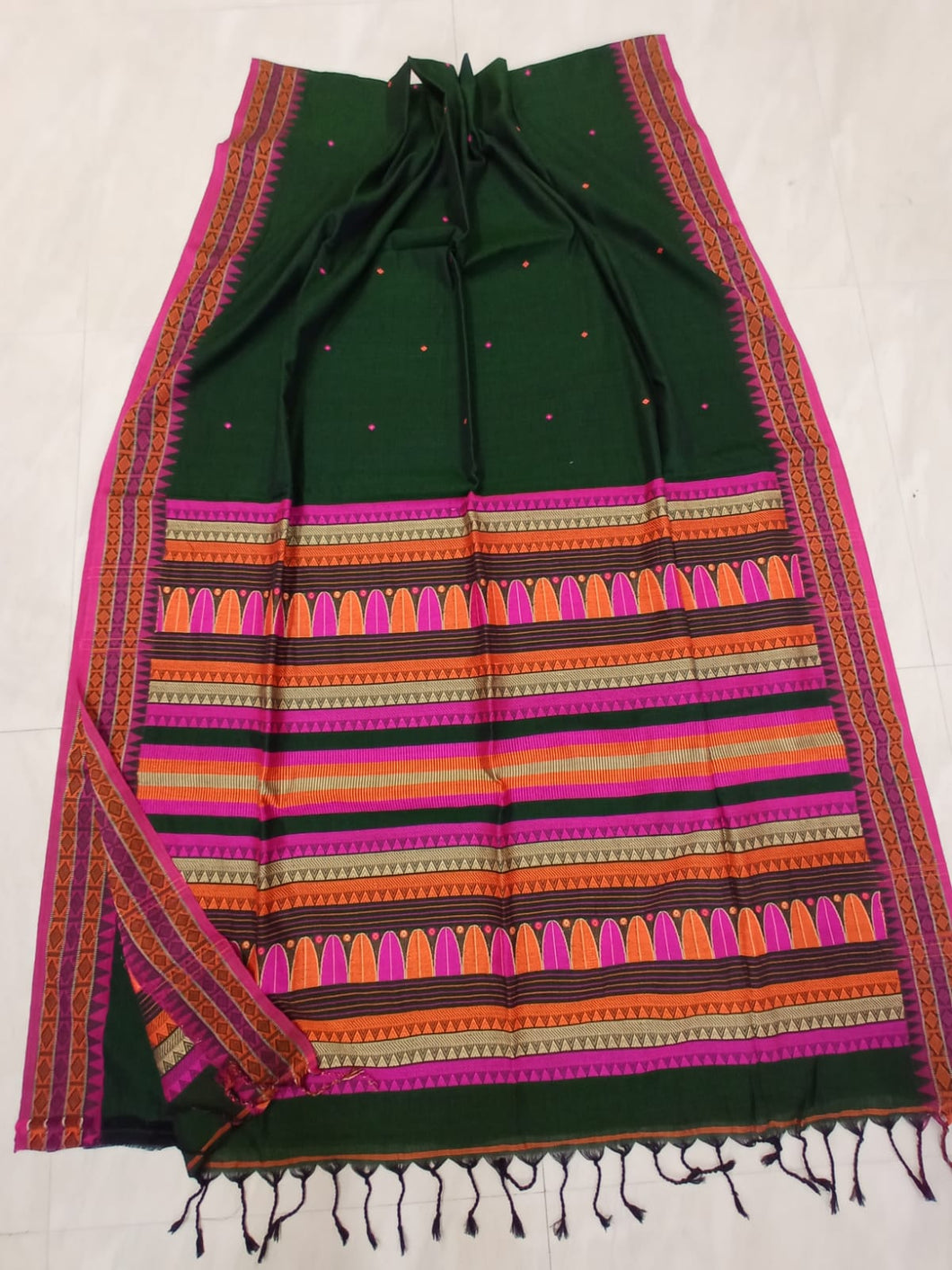 Kapas - Dongaria Cotton Green & Pink