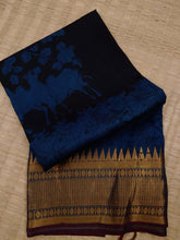 Load image into Gallery viewer, Pure Silk Pen Kalamkari -  Black &amp; Blue
