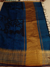 Load image into Gallery viewer, Pure Silk Pen Kalamkari -  Black &amp; Blue
