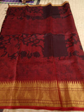 Load image into Gallery viewer, Pure Silk Pen Kalamkari -  Black &amp; Red
