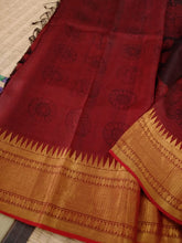 Load image into Gallery viewer, Pure Silk Pen Kalamkari -  Black &amp; Red
