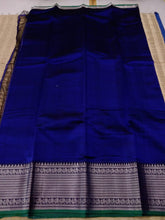 Load image into Gallery viewer, Temple Border Saree Blue with Peacocks
