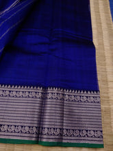 Load image into Gallery viewer, Temple Border Saree Blue with Peacocks
