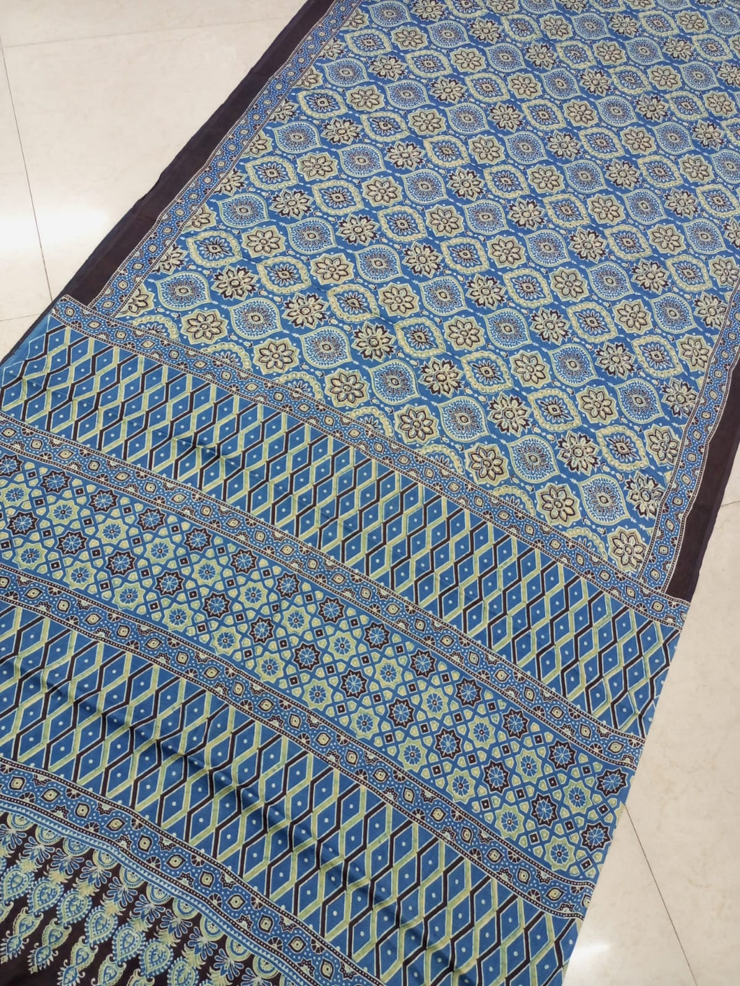 Ajrakh Modal Silk Blue Green