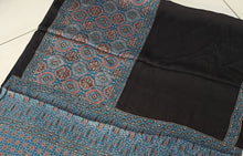 Load image into Gallery viewer, Ajrakh Modal Silk Blue &amp; Black
